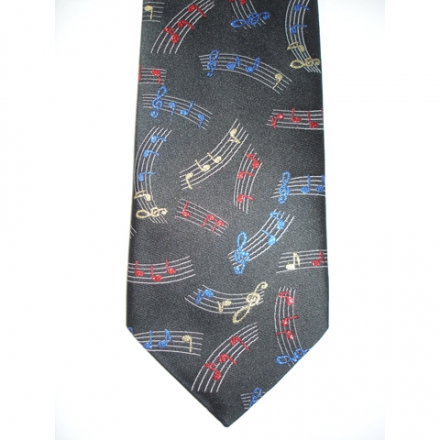 Krawatte K-2001 Notenwirbel schwarz