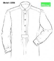 Trachtenhemd S 556 (mit Stehkragen) weiss